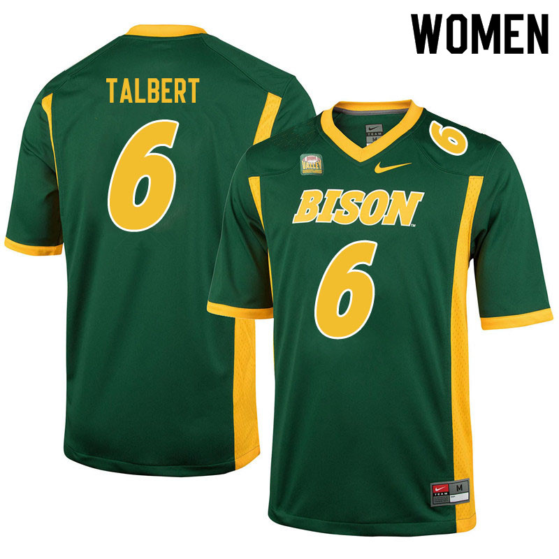 Women #6 Destin Talbert North Dakota State Bison College Football Jerseys Sale-Green - Click Image to Close
